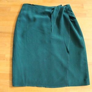 Talbots Green Silk Wrap Skirt